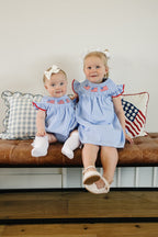 Flag Gingham Smocked Bubble Romper - Blissfully Lavender BoutiqueMebie Baby