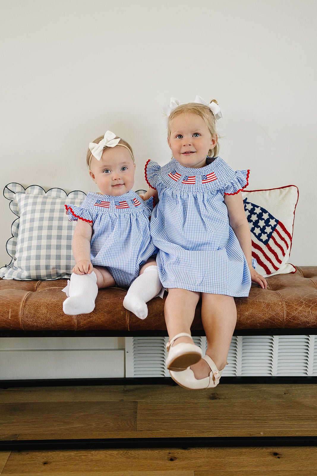 Flag Gingham Smocked Bubble Romper - Blissfully Lavender BoutiqueMebie Baby