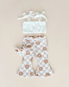 Girls Latte Daisy Flare Set