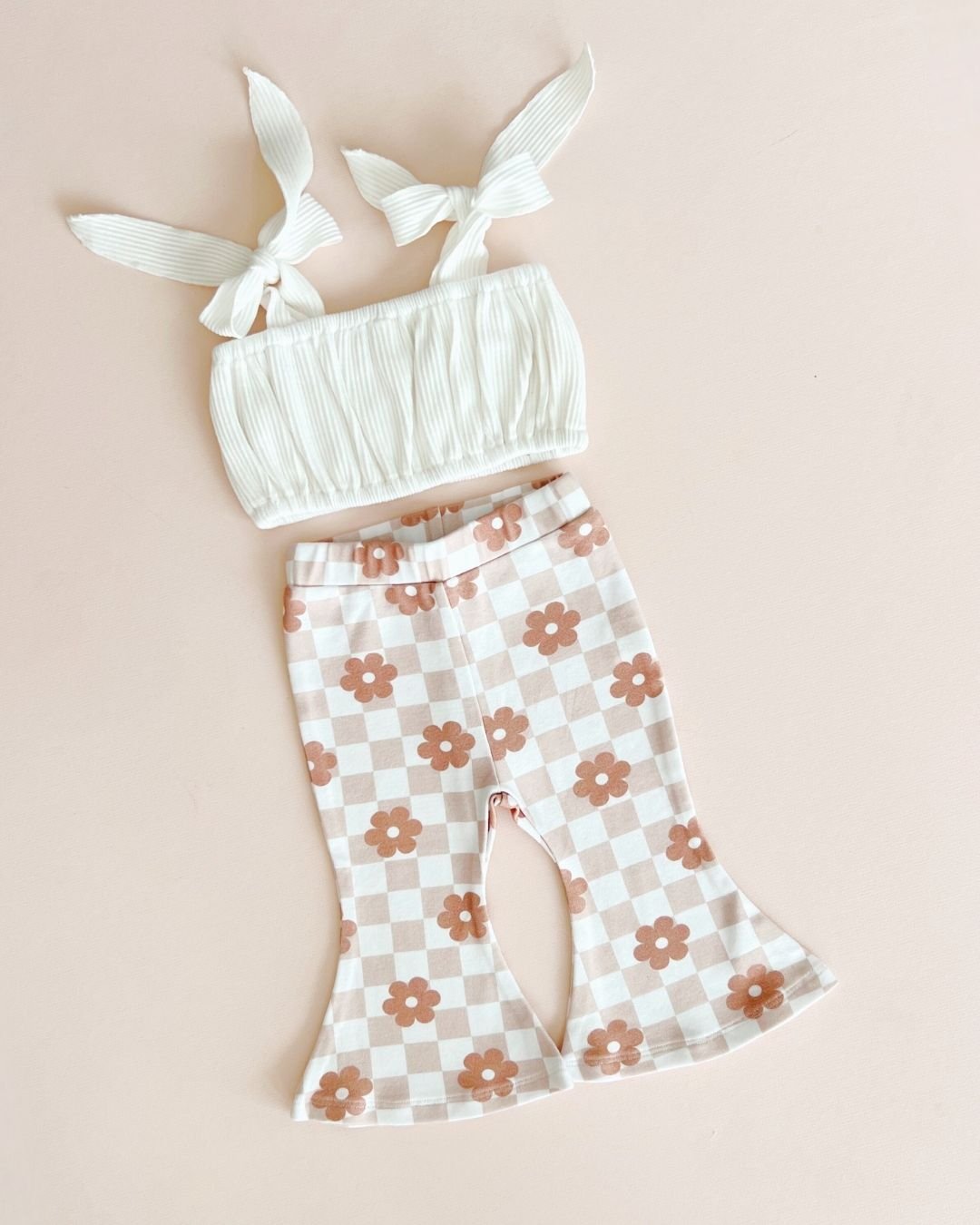 Girls Latte Daisy Flare Set