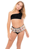 Floral Tulle One Shoulder Bikini Set