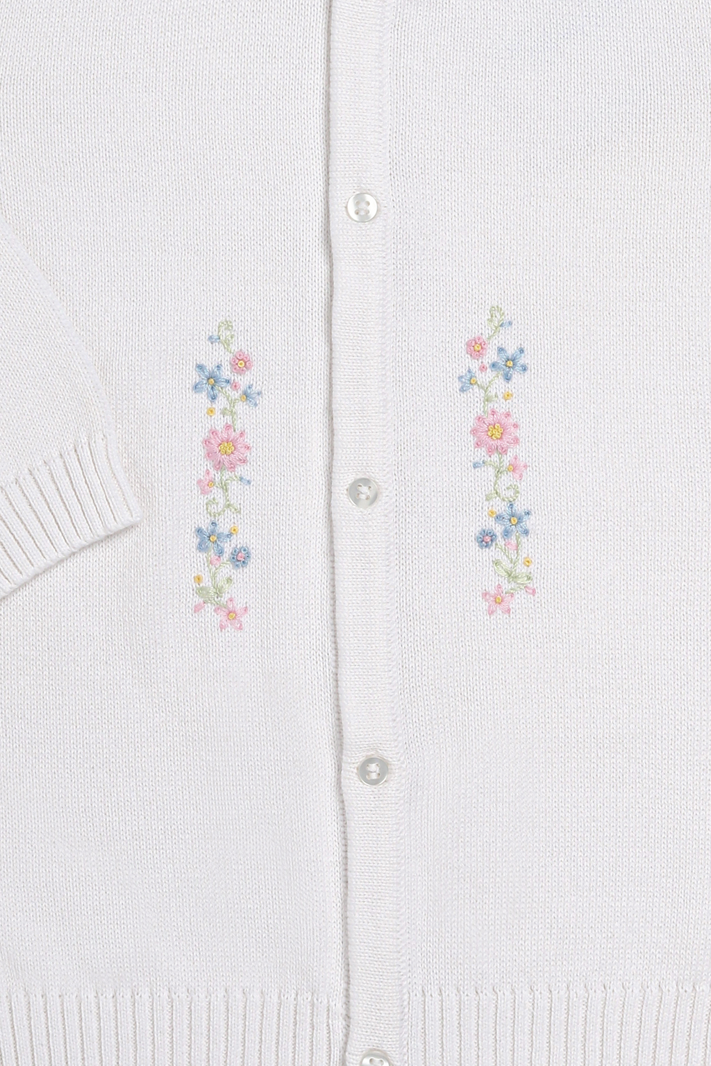 Girls Flowers Pima Cotton Knit Cardigan