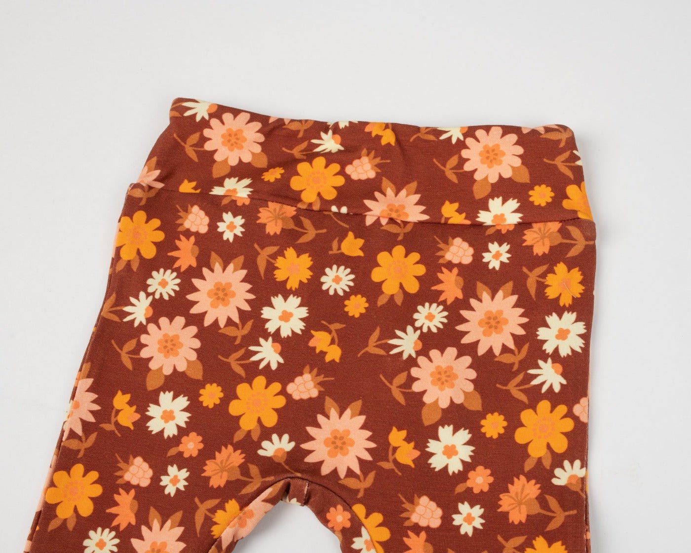 Girls Folk Floral Jersey Bell Bottoms Flare Leggings