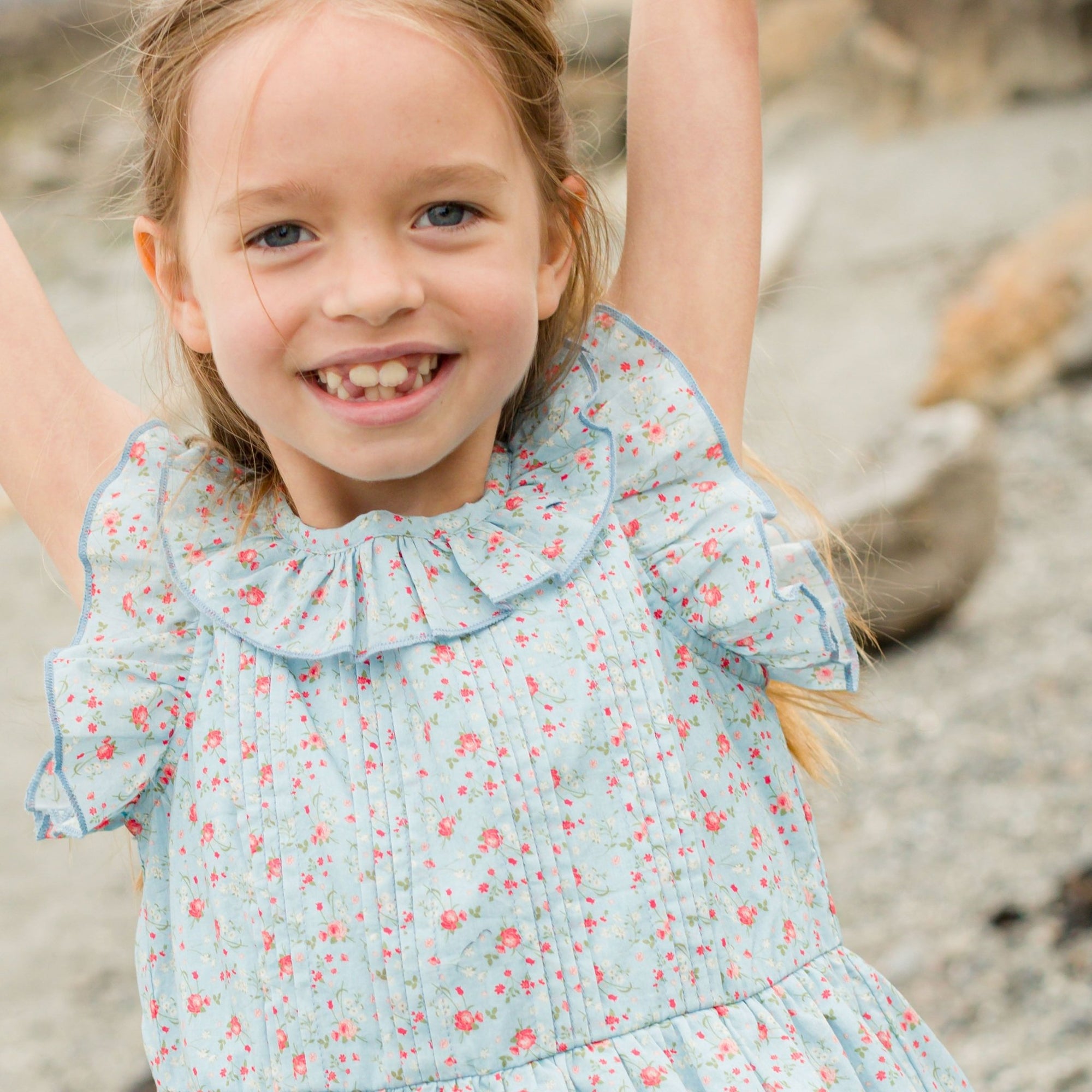 Girls Ana Blue Summer Posy Dress - Blissfully Lavender BoutiqueBeet World