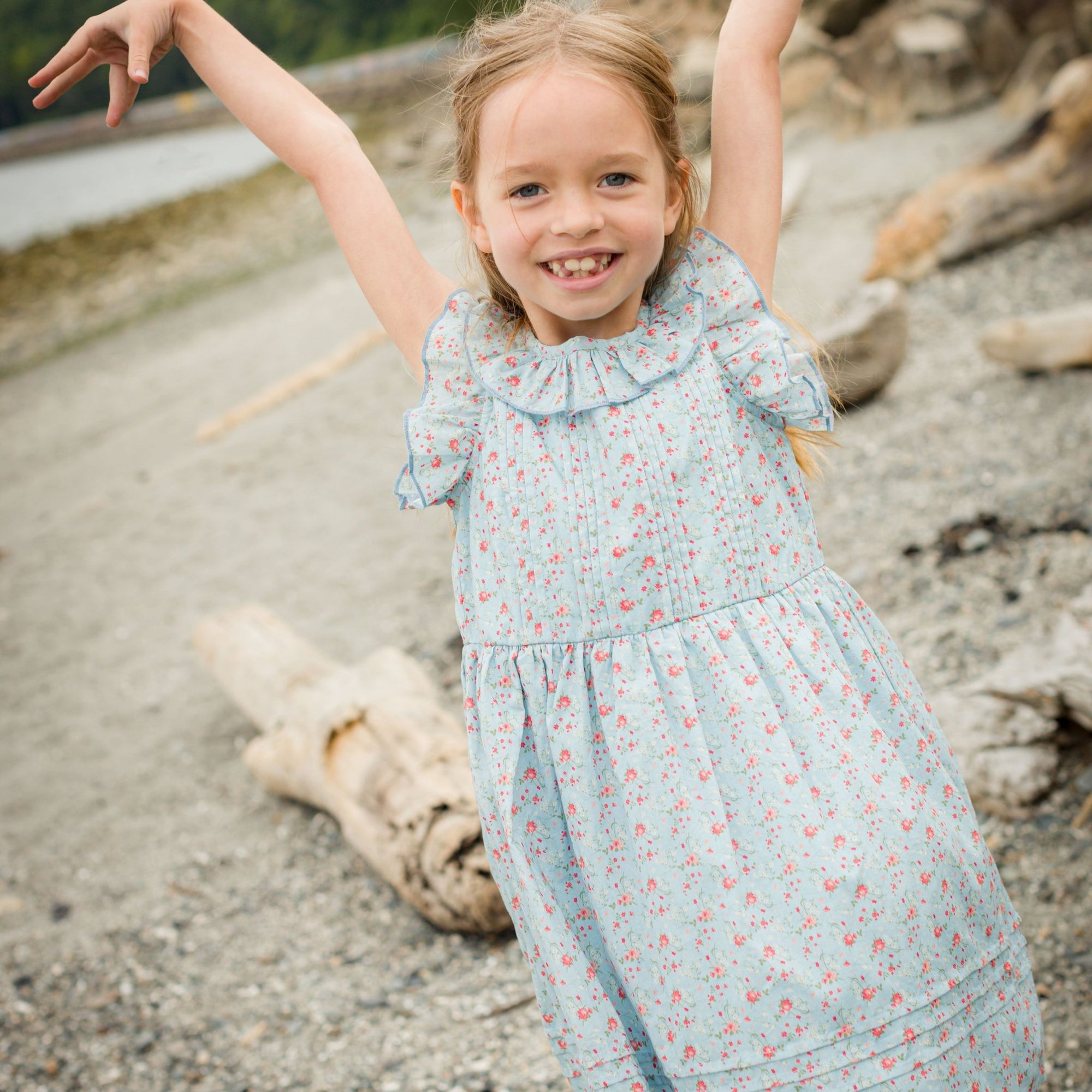 Girls Ana Blue Summer Posy Dress - Blissfully Lavender BoutiqueBeet World