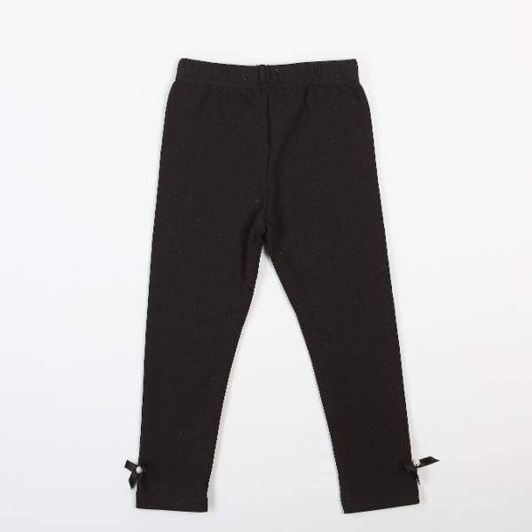 Girls Black Bow & Pearl Detail Leggings - Blissfully Lavender Boutiquedoe a dear