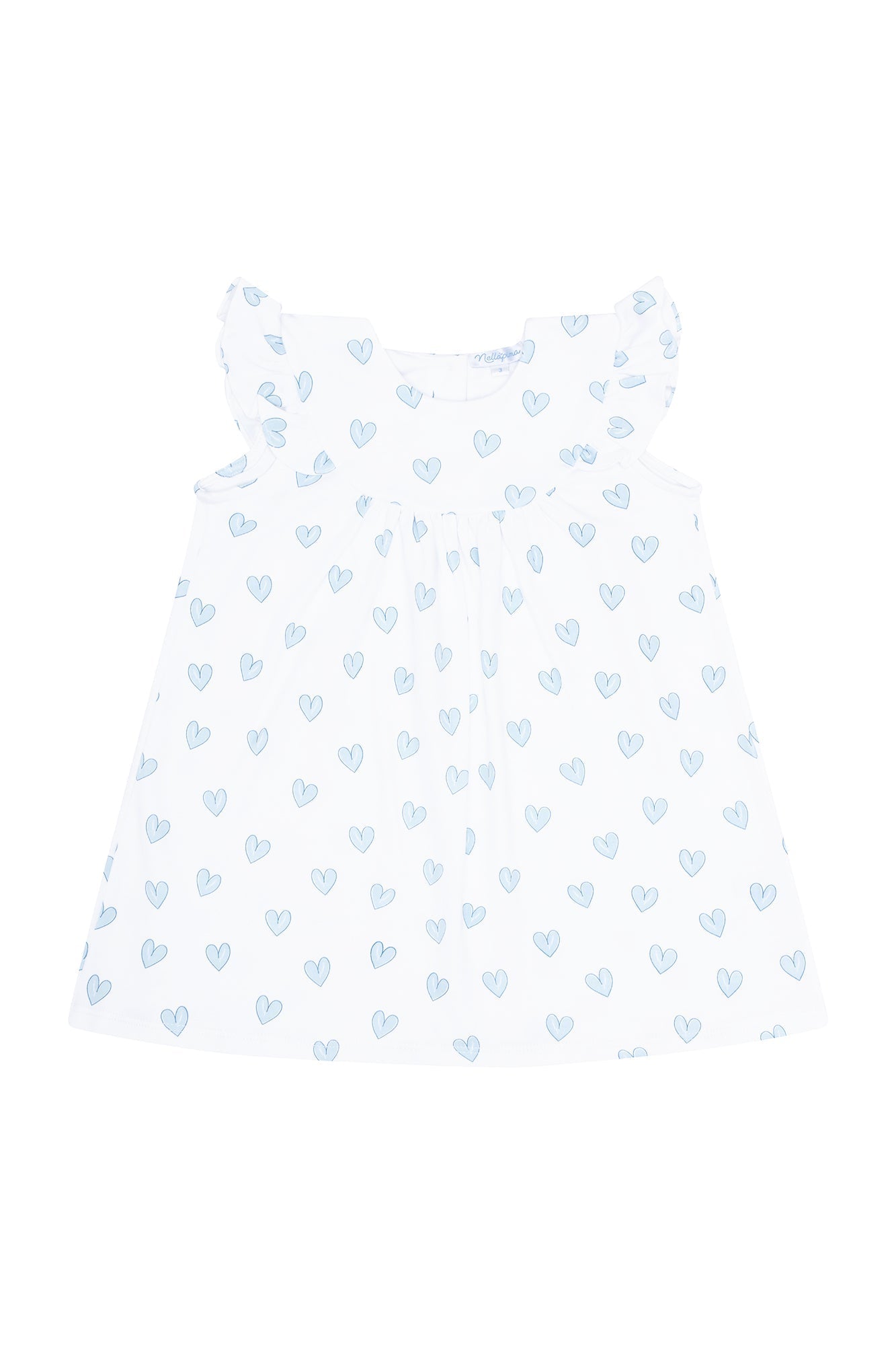 Girls Blue Heart Print Scoop Neck Dress - Blissfully Lavender BoutiqueNella Pima