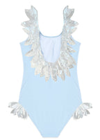 Girls Blue Swimsuit Silver Petals - Blissfully Lavender BoutiqueStella Cove