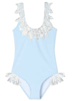 Girls Blue Swimsuit Silver Petals - Blissfully Lavender BoutiqueStella Cove