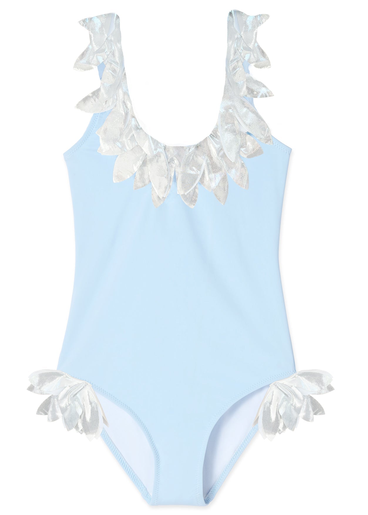 Girls Blue Swimsuit Silver Petals - Blissfully Lavender BoutiqueStella Cove