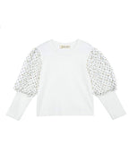 Girls Bubble Mesh Dot Sleeves Top - Blissfully Lavender Boutiquedoe a dear