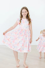 Girls Castles and Rainbows Flutter Sleeve Twirl Dress - Blissfully Lavender BoutiqueMila & Rose