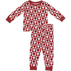 Girls Checkered Hearts Ribbed Bamboo Pajama Set - Blissfully Lavender BoutiqueMebie Baby