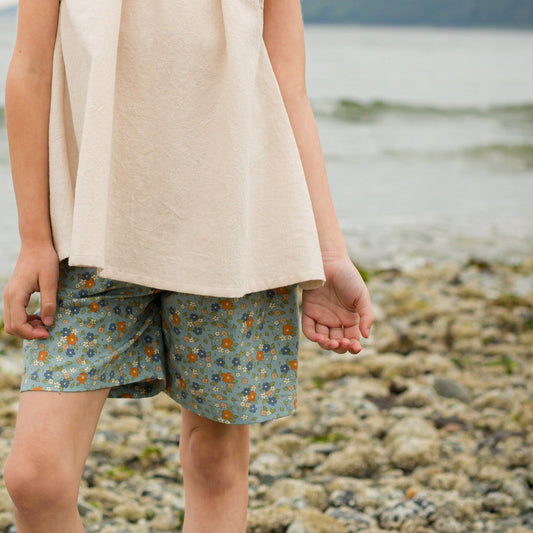 Girls Cottage Floral Printed Shorts - Blissfully Lavender BoutiqueBeet World