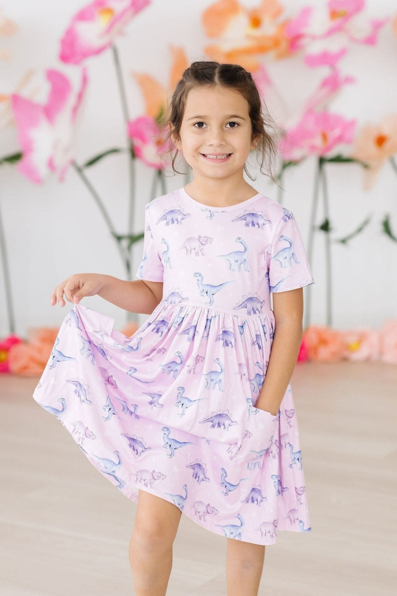 Girls Dinosaur Twirl Dress – Jurassic Joy - Blissfully Lavender BoutiqueMila & Rose ®