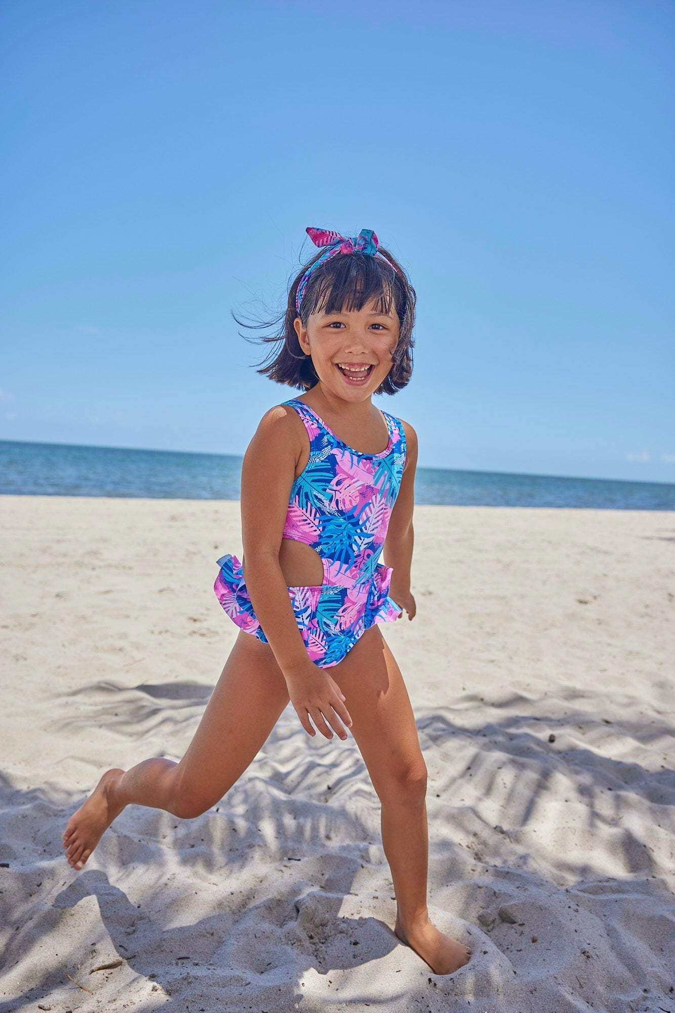 Girls Driftwood Palms One Piece Swimsuit - Blissfully Lavender BoutiqueBlueberry Bay
