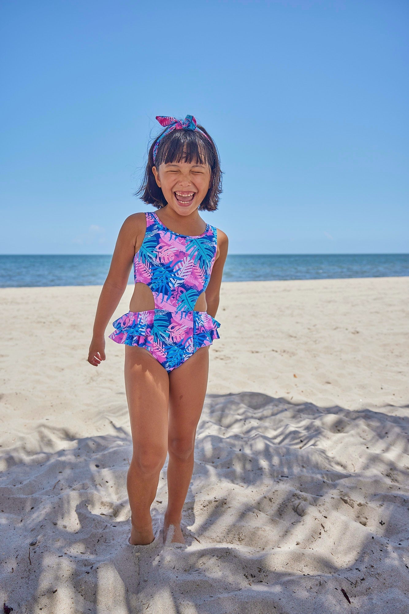 Girls Driftwood Palms One Piece Swimsuit - Blissfully Lavender BoutiqueBlueberry Bay
