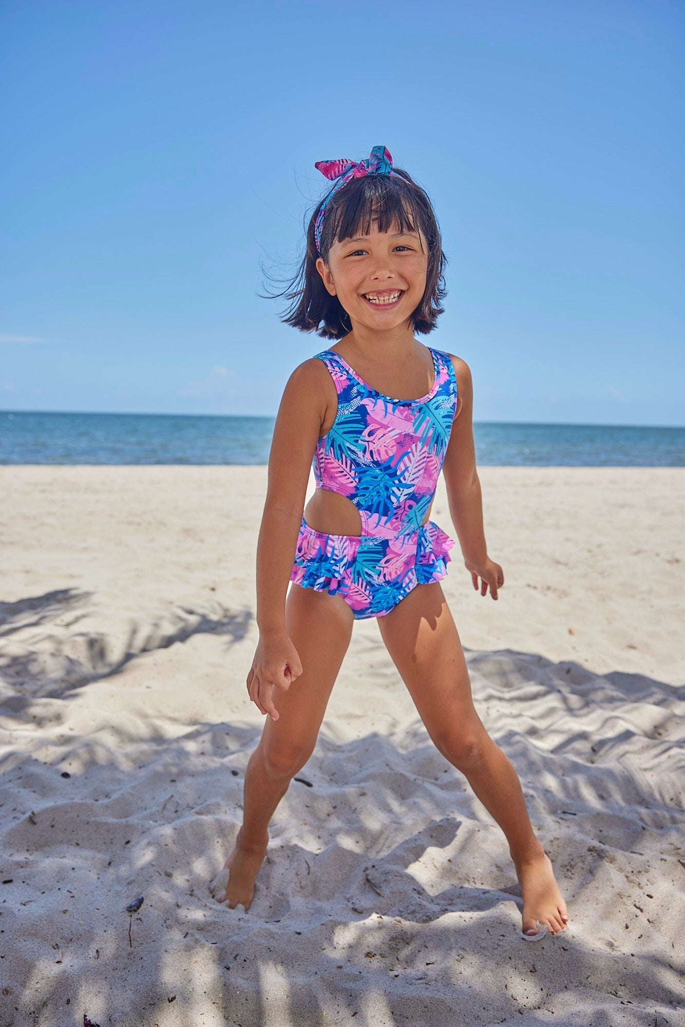 Girls Driftwood Palms One Piece Swimsuit - Blissfully Lavender BoutiqueBlueberry Bay
