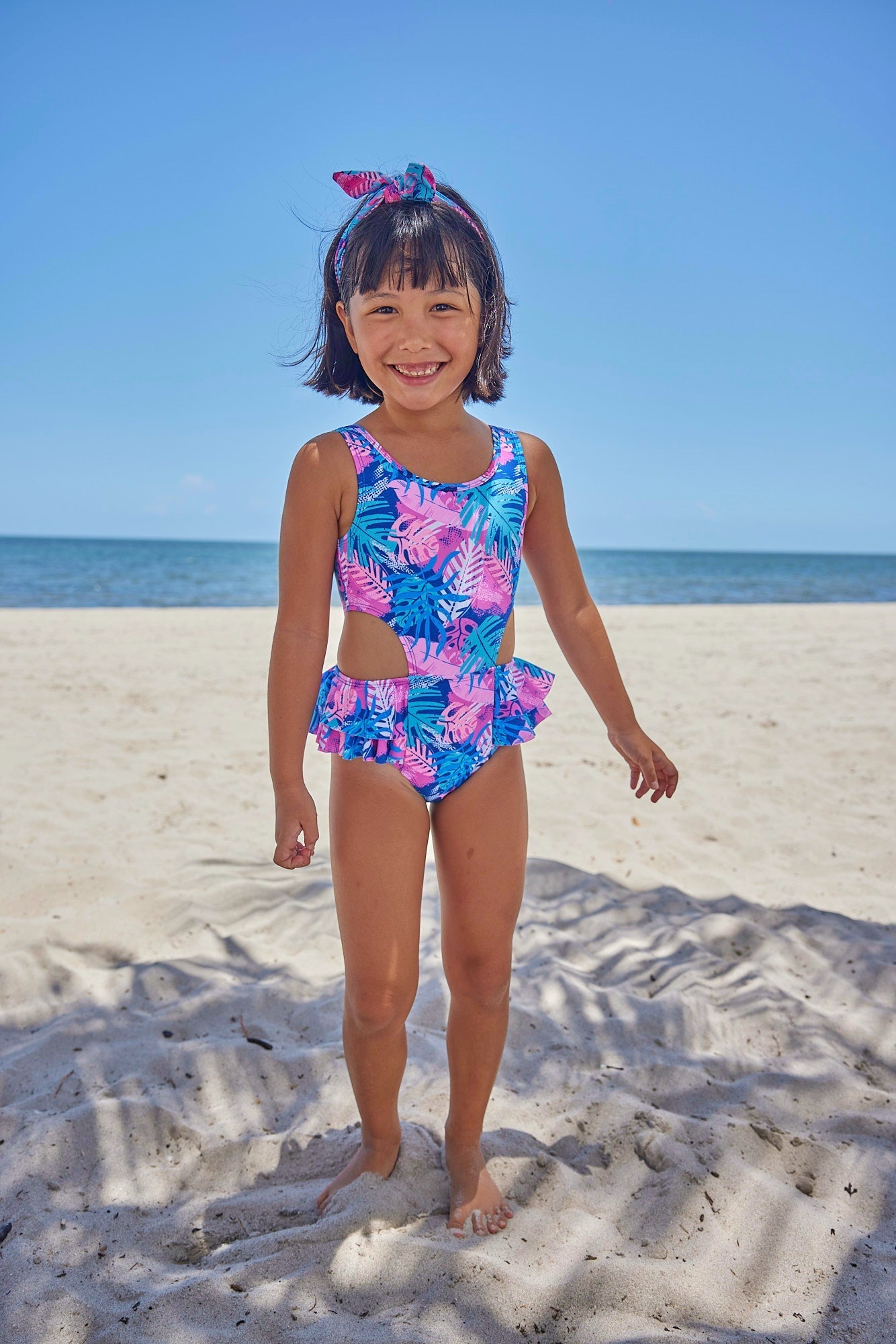Girls Driftwood Palms One Piece Swimsuit - Blissfully Lavender BoutiqueBlueberry Bay