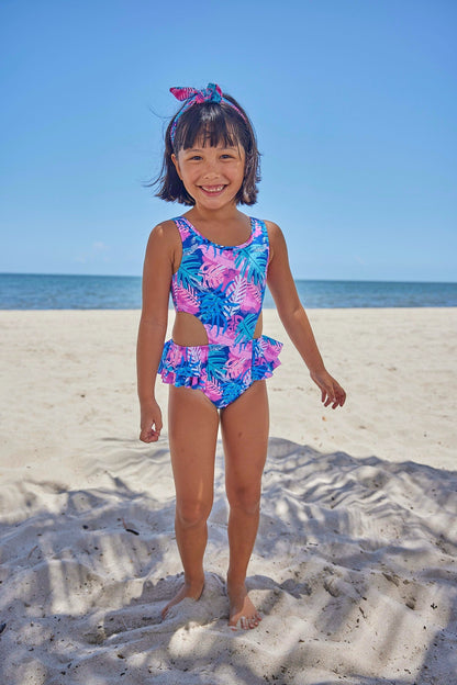 Girls Driftwood Palms One Piece Swimsuit - Blissfully Lavender BoutiqueBlueberry Bay