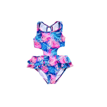 Girls Driftwood Palms One Piece Swimsuit - Blissfully Lavender BoutiqueBlueberry Bay