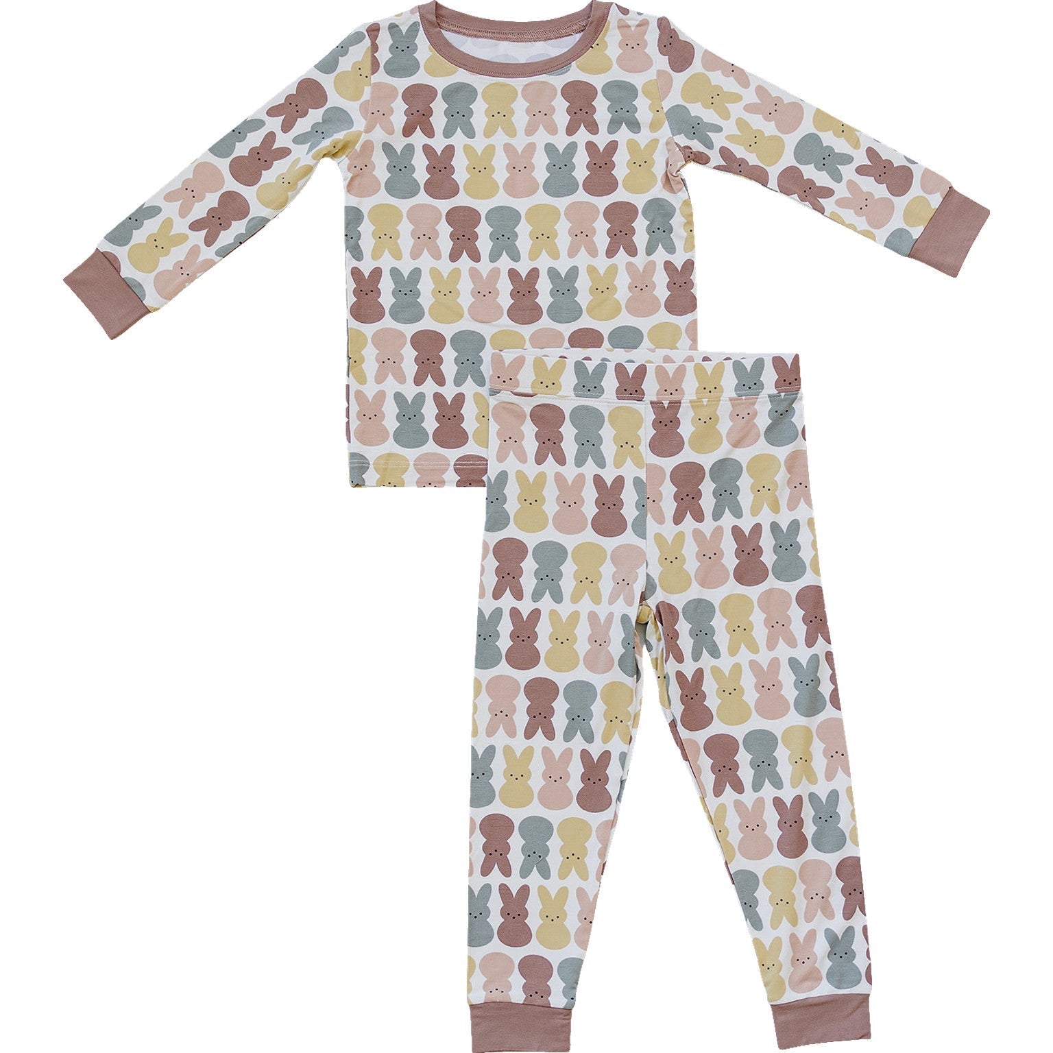 Girls Dusty Rose Bunny Bamboo Cozy Pajama Set - Blissfully Lavender BoutiqueMebie Baby