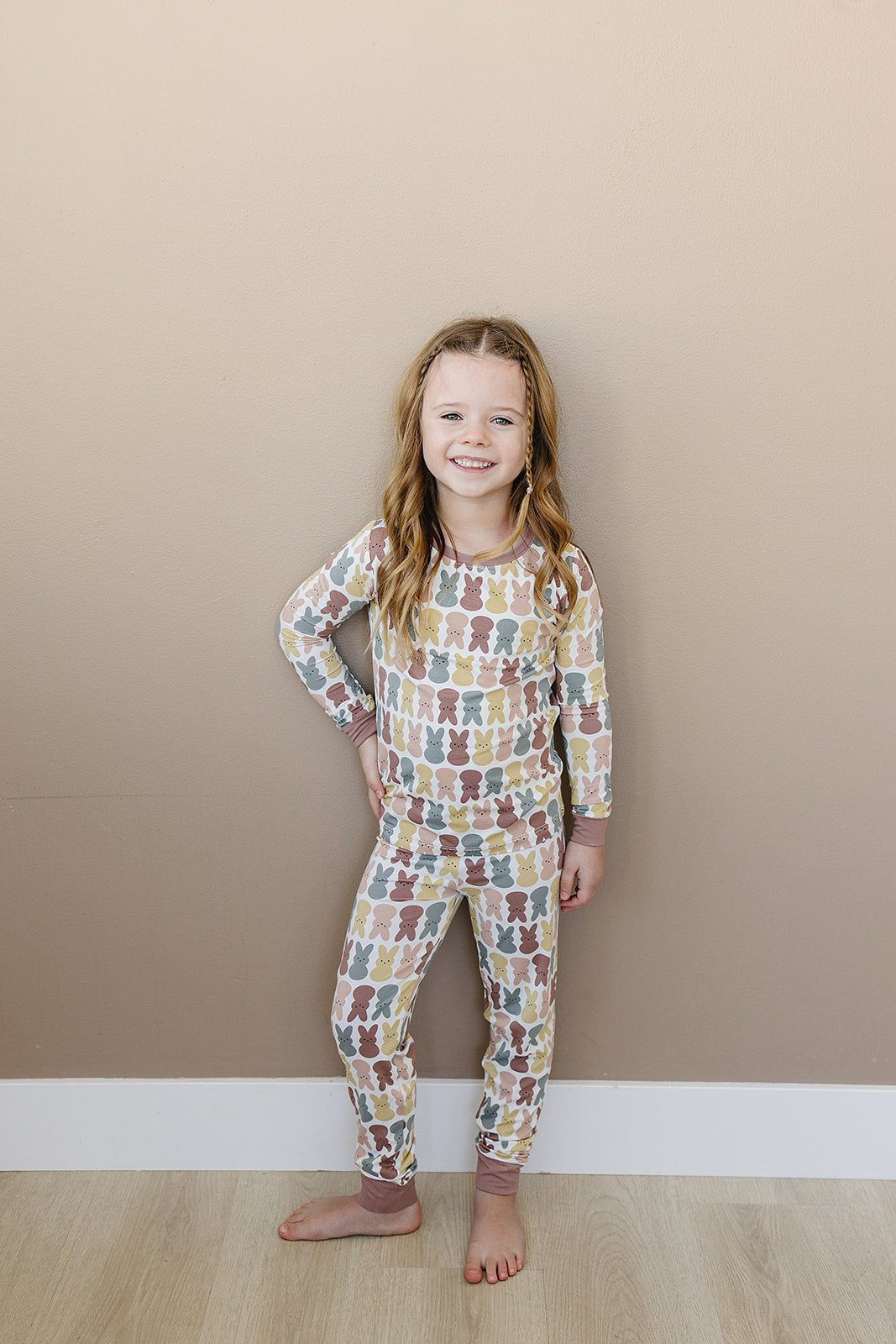Girls Dusty Rose Bunny Bamboo Cozy Pajama Set - Blissfully Lavender BoutiqueMebie Baby