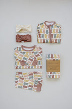 Girls Dusty Rose Bunny Bamboo Cozy Pajama Set - Blissfully Lavender BoutiqueMebie Baby