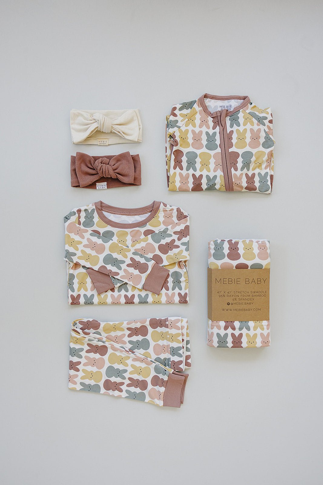 Girls Dusty Rose Bunny Bamboo Cozy Pajama Set - Blissfully Lavender BoutiqueMebie Baby