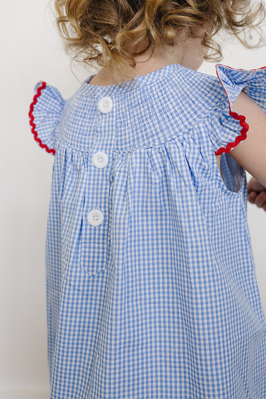 Girls Flag Gingham Smocked Dress - Blissfully Lavender BoutiqueMebie Baby