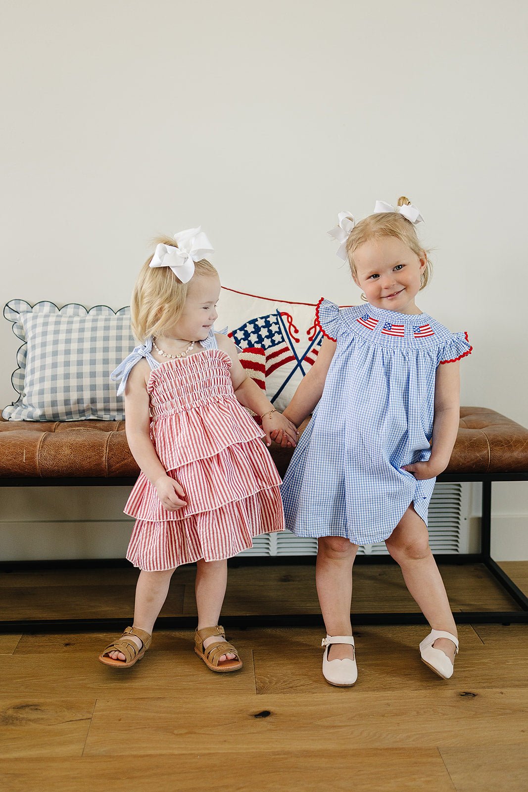 Girls Flag Gingham Smocked Dress - Blissfully Lavender BoutiqueMebie Baby