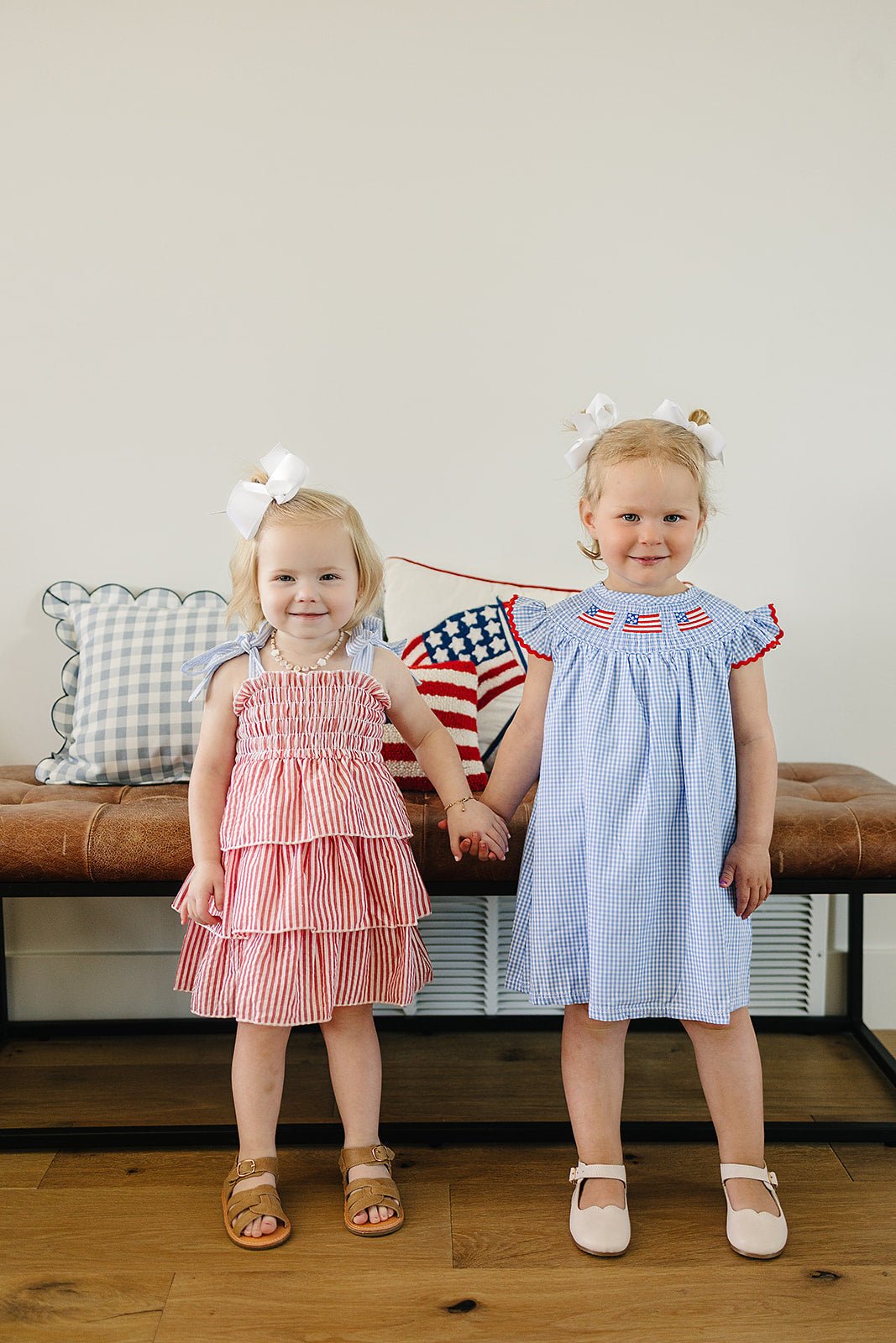 Girls Flag Gingham Smocked Dress - Blissfully Lavender BoutiqueMebie Baby
