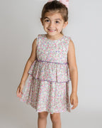 Girls Floral Peplum Dress – Lilac Pink with Bloomers - Blissfully Lavender BoutiqueCuclie