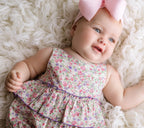 Girls Floral Peplum Dress – Lilac Pink with Bloomers - Blissfully Lavender BoutiqueCuclie