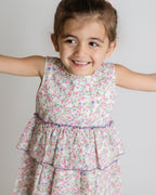 Girls Floral Peplum Dress – Lilac Pink with Bloomers - Blissfully Lavender BoutiqueCuclie