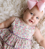 Girls Floral Peplum Dress – Lilac Pink with Bloomers - Blissfully Lavender BoutiqueCuclie