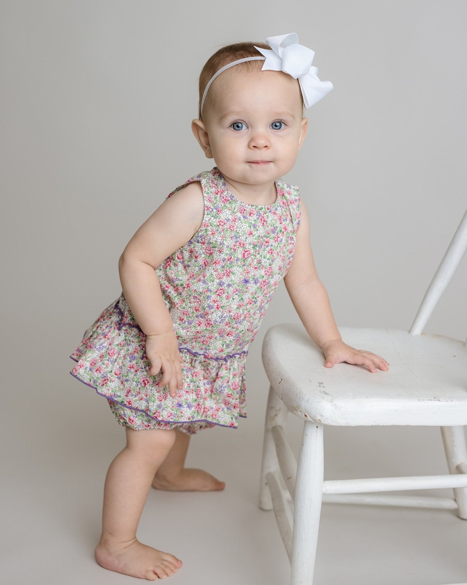 Girls Floral Short Set – Peplum Top with Lilac Trim - Blissfully Lavender BoutiqueCuclie