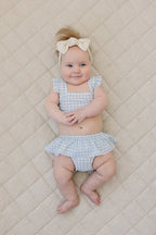 Girls Light Blue Gingham Ruffle Bikini Set - Blissfully Lavender BoutiqueMebie Baby