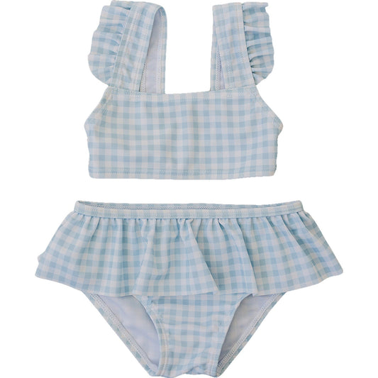 Girls Light Blue Gingham Ruffle Bikini Set - Blissfully Lavender BoutiqueMebie Baby