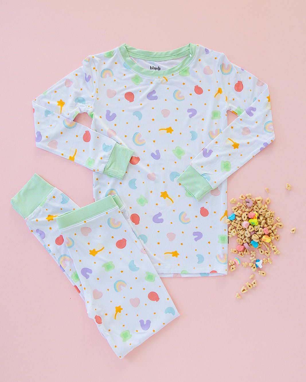 Girls Lucky Two Piece Pajama Set - Blissfully Lavender BoutiqueBlush Lotus