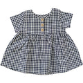 Girls Navy Gingham Linen Cotton Dress - Blissfully Lavender BoutiqueMebie Baby