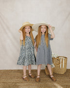 Girls Navy Gingham Linen Cotton Dress - Blissfully Lavender BoutiqueMebie Baby
