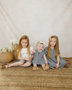 Girls Navy Gingham Linen Cotton Dress - Blissfully Lavender BoutiqueMebie Baby