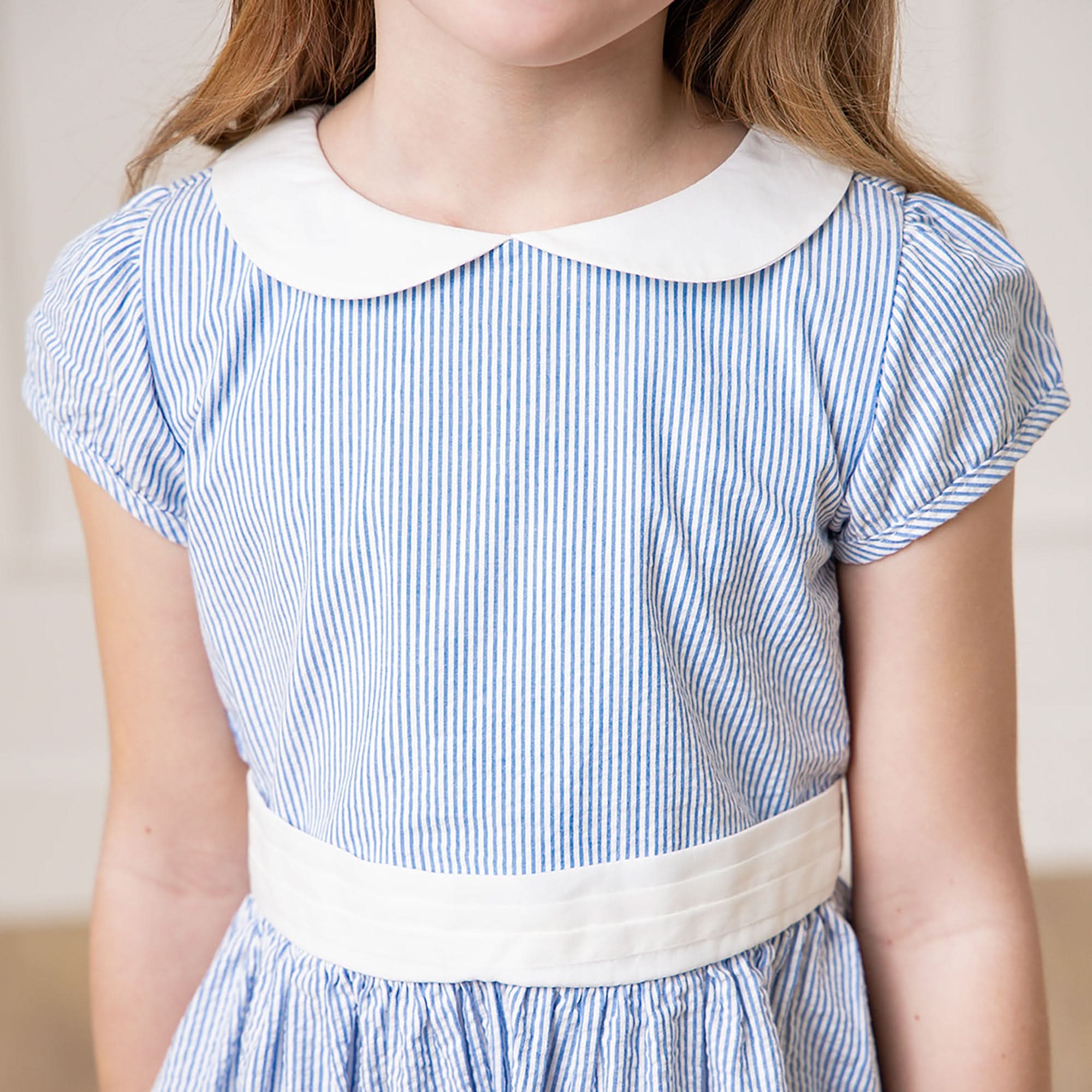 Girls Organic Seersucker Peter Pan Collar Dress - Blissfully Lavender BoutiqueHope & Henry
