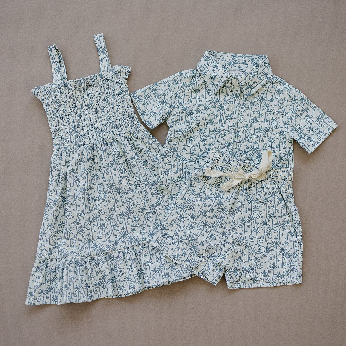Girls Palm Tree Linen Dress - Blissfully Lavender BoutiqueMebie Baby