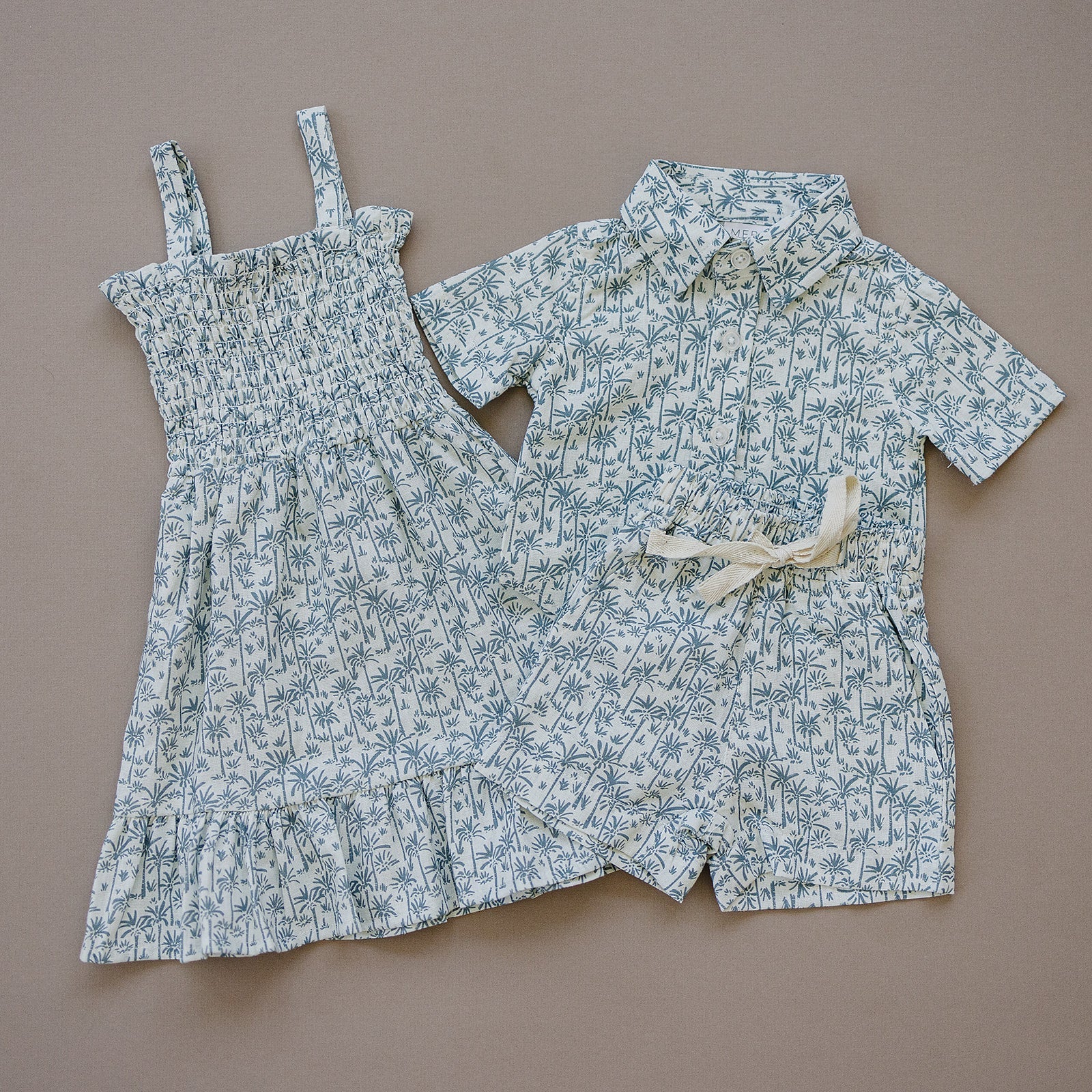 Girls Palm Tree Linen Dress - Blissfully Lavender BoutiqueMebie Baby