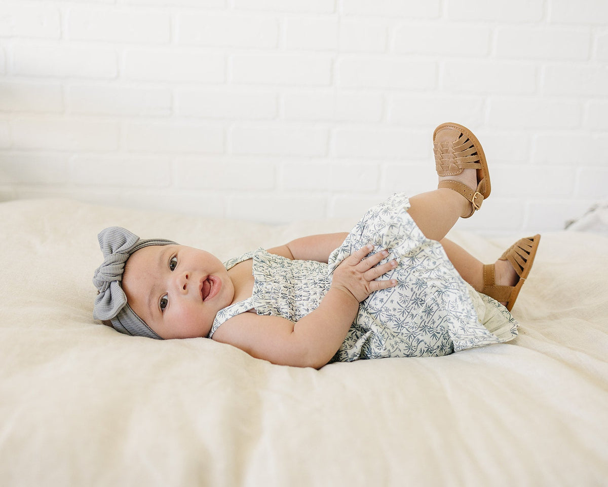 Girls Palm Tree Linen Dress - Blissfully Lavender BoutiqueMebie Baby