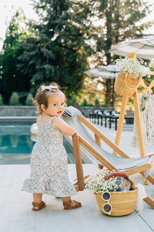 Girls Palm Tree Linen Dress - Blissfully Lavender BoutiqueMebie Baby