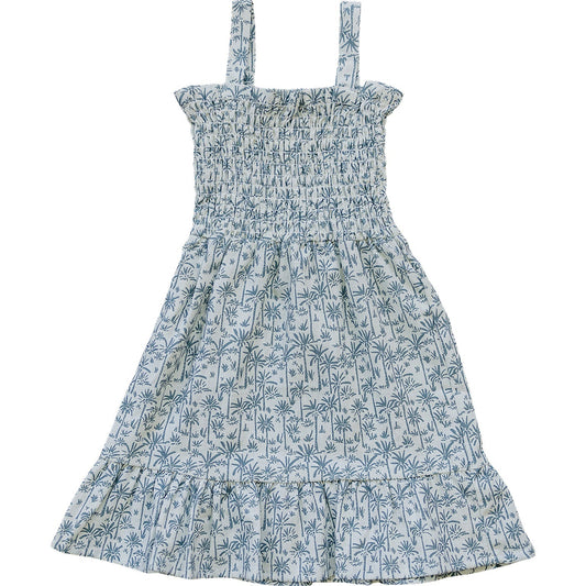 Girls Palm Tree Linen Dress - Blissfully Lavender BoutiqueMebie Baby