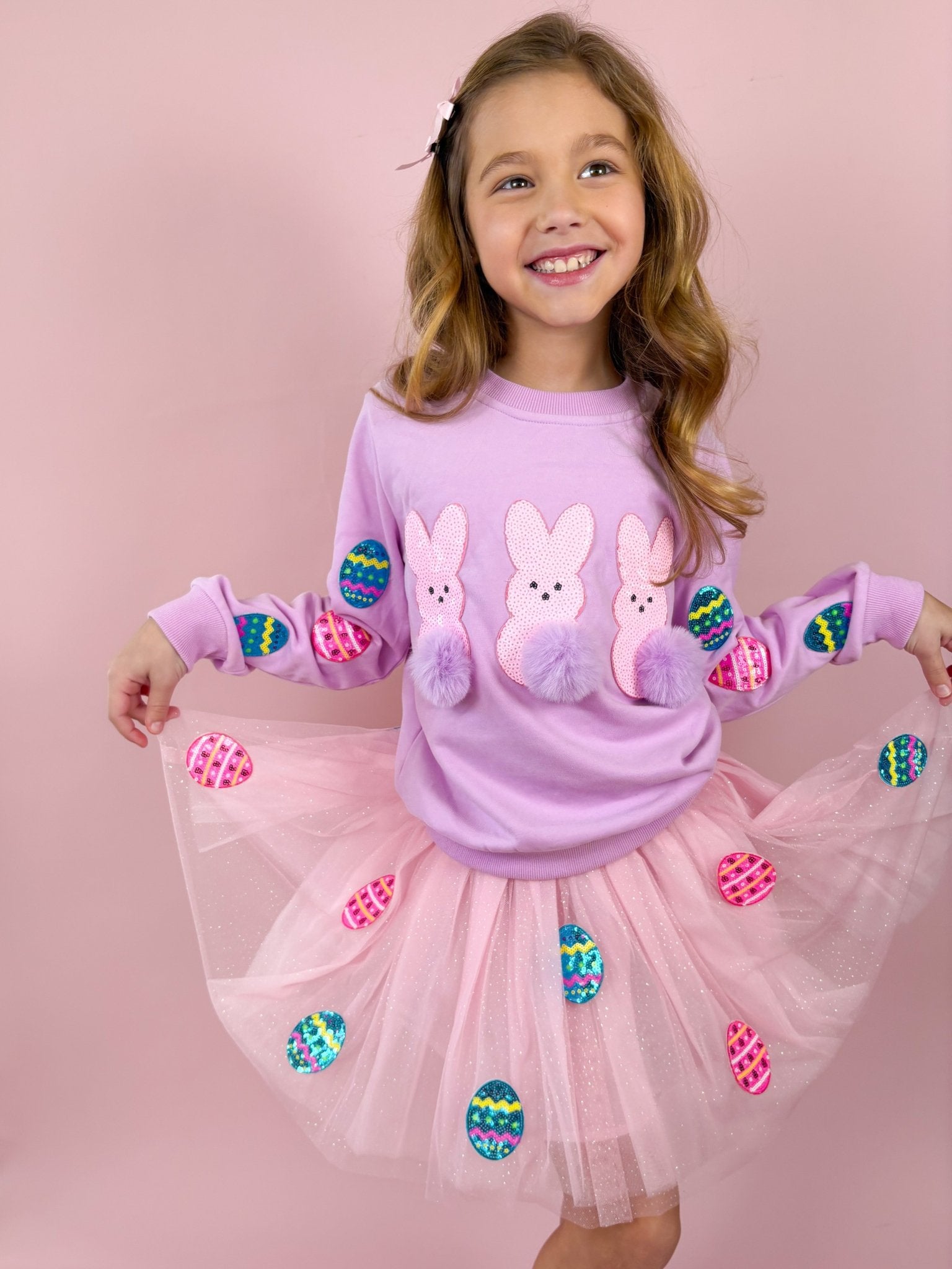 Girls Patched Easter Tulle Skirt - Blissfully Lavender BoutiqueThree Wildflower Designs